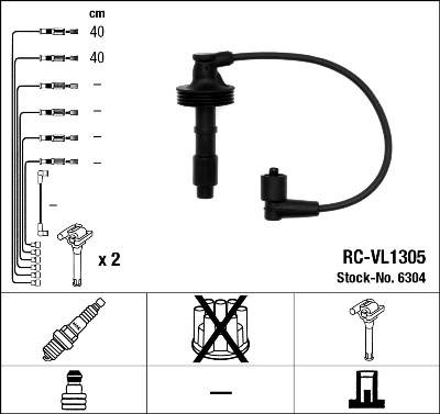 Set cablaj aprindere NGK 6304 se potriveste la VOLVO V40 combi (645) B 4204 T5 1948cc 200cp 147kW 1995 1996 1997 1998 1999 2000 2001 2002 2003 2004