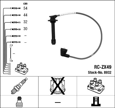 Set cablaj aprindere NGK 8932 pentru masina TOYOTA COROLLA Verso (_E12_) 1ZZ-FE 1794cc 135cp 99kW 2001 2002 2003 2004