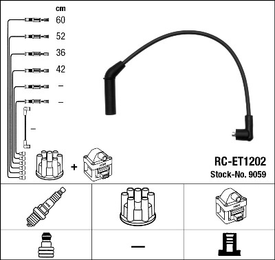 Set cablaj aprindere NGK 9059 se potriveste la TOYOTA COROLLA Liftback (_E8_) 2E-LC; 2E-L 1296cc 75cp 55kW 1985 1986 1987