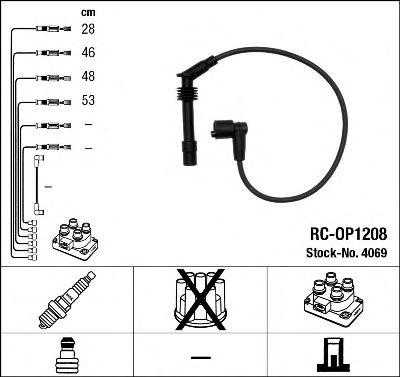 Set cablaj aprindere OPEL COMBO caroserie inchisa/combi (2001 - 2016) NGK 4069