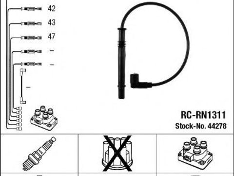 Set cablaj aprindere RENAULT CLIO III (BR0/1, CR0/1) (2005 - 2012) NGK 44278 piesa NOUA