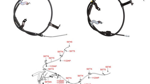 Set cabluri frana pentru Hyundai TUCSON