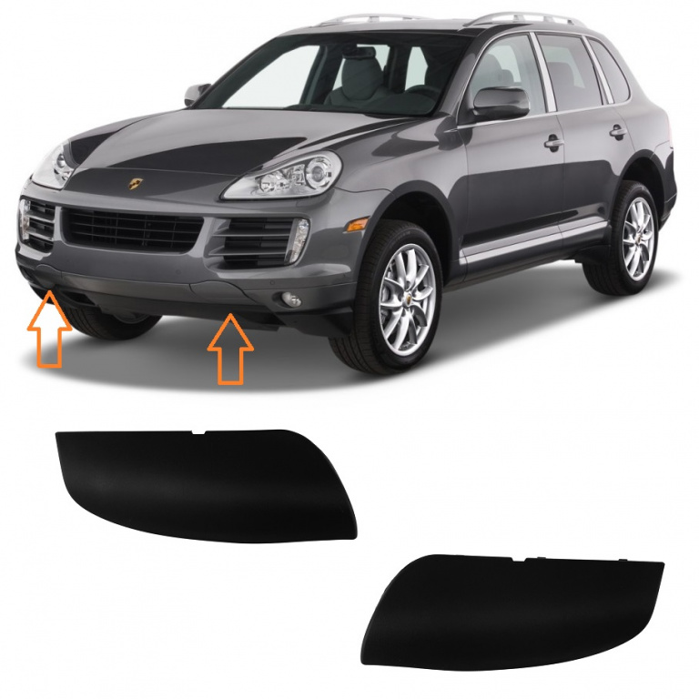 Set Capac Carlig Remorcare Bara Fata Dreapta + Stanga Am Porsche Cayenne 1 9PA 2007-2010 Facelift 95550515610G2X + 95550515510G2X