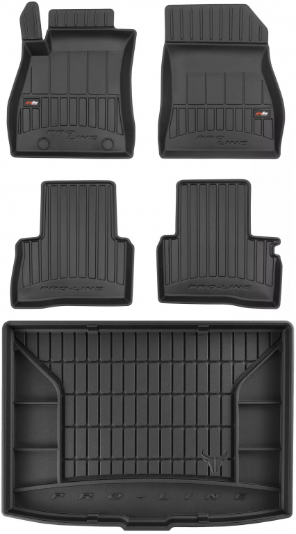 Set Covorase Auto Cauciuc Negro Nissan Juke 2014-2019 Pro Line Tip Tavita 3D 3D409002 + Tavita Portbagaj Negro Nissan Juke 1 2014-2019 Facelift TM549802