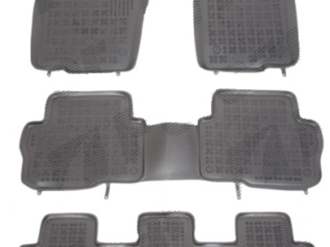 Set covorase auto din cauciuc SEAT ALHAMBRA (7N), 06.2010-, VW SHARAN (7N), 04.2010- cu 7 locuri, presuri tip tavita, negru, elastomer