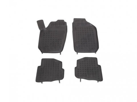 Set covorase auto din cauciuc SEAT IBIZA/CORDOBA (6L), 2002-2008, Skoda FABIA (6Y), 2000-2007, VW POLO (9N/9N3), 2001-2009, presuri tip tavita, negru, polipropilena