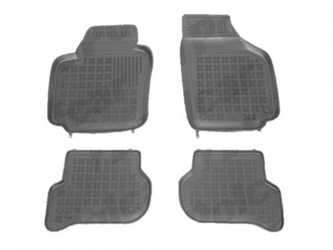 Set covorase auto din cauciuc VW GOLF 5 PLUS (5M), 01.2005-01.2009, Skoda YETI (5L), 09.2009-09.2013, YETI (5L), 09.2013-, presuri tip tavita, negru, elastomer