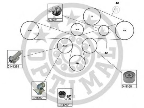 Set curea de distributie AUDI A4 limuzina (8D2, B5), AUDI A8 limuzina (4D2, 4D8), VW PASSAT limuzina (3B2) - OPTIMAL SK-1633