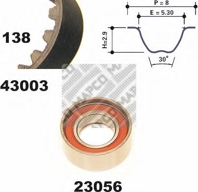 Set curea de distributie LANCIA DEDRA (835), LANCIA DELTA Mk II (836), FIAT TEMPRA (159) - MAPCO 23003