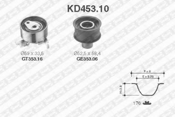 Set curea de distributie OPEL ASTRA F (56_, 57_), OPEL ASTRA F hatchback (53_, 54_, 58_, 59_), OPEL VECTRA A (86_, 87_) - SNR KD453.10