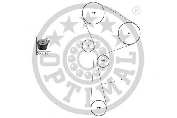 Set curea de distributie RENAULT KANGOO (KC0/1_), RENAULT CLIO Mk II (BB0/1/2_, CB0/1/2_), RENAULT KANGOO Rapid (FC0/1_) - OPTIMAL SK-1487