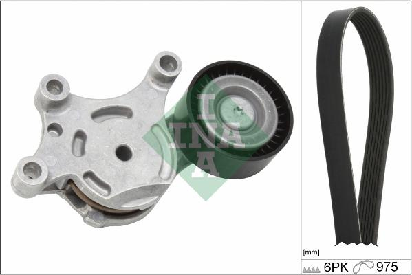 Set curea transmisie cu canel Multi-V-belt set with tensioner VOLVO V50 CITROEN BERLINGO BERLINGO MULTISPACE BERLINGO-M CITROËN C5 III (RD_), Sedan, 02.2008 - INA 529 0261 10