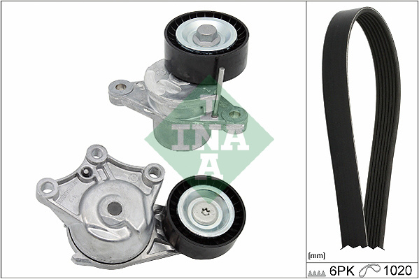 Set curea transmisie cu caneluri (529 0323 10 529032310 INA) CITRO�N,DS,PEUGEOT 2008|208|C3|C3 AIRCROSS|C3 PICASSO|C4 CACTUS|DS 3, DS3|DS3