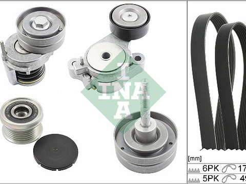 Set curea transmisie cu caneluri 529051920 INA pentru Vw Passat Seat Alhambra Vw Jetta Vw Vento Vw Golf Vw Rabbit Vw Touran Vw Bora Vw Beetle Vw Novo Seat Ibiza Vw Eos Vw Sharan Skoda Fabia