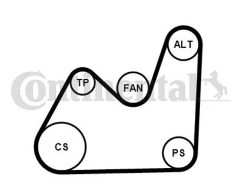 Set curea transmisie cu caneluri 5PK1432K1 CONTINENTAL CTAM pentru Audi A4 Vw Golf Audi A6 Vw Passat Skoda Superb