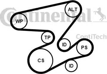 Set curea transmisie cu caneluri BMW 6 - II (E63), Compartiment, 09.2003 - 12.2010 Continental 6PK2080K1