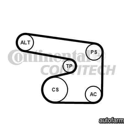 Set curea transmisie cu caneluri DAEWOO NUBIRA Wagon KLAJ CONTITECH 6PK1900K1