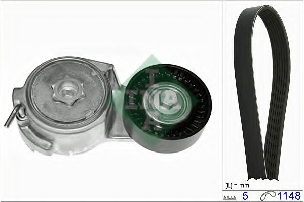 Set curea transmisie cu caneluri FIAT 500L (199) (2012 - 2016) INA 529 0013 10 piesa NOUA