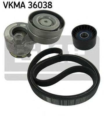 Set curea transmisie cu caneluri MITSUBISHI CARISMA (DA_), VOLVO S40 I limuzina (VS), VOLVO V40 combi (VW) - SKF VKMA 36038