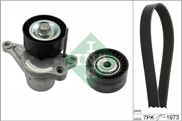 Set curea transmisie cu caneluri Multi-V-belt set with tensioner NISSAN NV400 PRIMASTAR OPEL MOVANO B VIVARO A RENAULT ESPACE IV LAGUNA LAGUNA II LAGUNA III MASTER III TRAFIC II VEL SATIS 2.0 d/2.3D 08.05- INA 529 0317 10