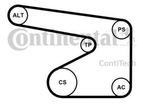 Set curea transmisie cu caneluri OPEL CORSA D Van (2006 - 2016) CONTITECH 5PK1355K1