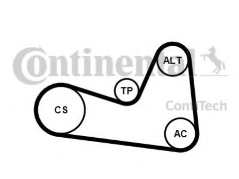 Set curea transmisie cu caneluri RENAULT CAPTUR (2013 - 2016) CONTITECH 6PK1200K1