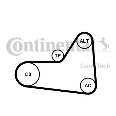 Set curea transmisie cu caneluri SEAT IBIZA V (6J5, 6P1) (2008 - 2016) CONTITECH 6PK1070K1