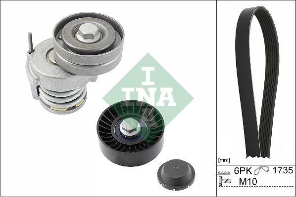 Set curea transmisie cu caneluri V-belts set with rollers fits. AUDI A1 A3 SEAT ALTEA ALTEA XL LEON TOLEDO IV SKODA OCTAVIA II R VW GOLF VI Variant (AJ5), Turism, 07.2009 - 07.2014 INA 529 0505 10