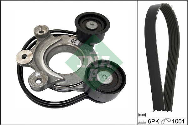 Set curea transmisie cu caneluri V-belts set with rollers JAGUAR E-PACE F-PACE LAND ROVER DISCOVERY SPORT RANGE ROVER EVOQUE 1.5H-2.0H 12.18- INA 529 0556 10