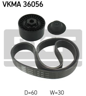 Set curea transmisie cu caneluri VKMA 36056 SKF pe