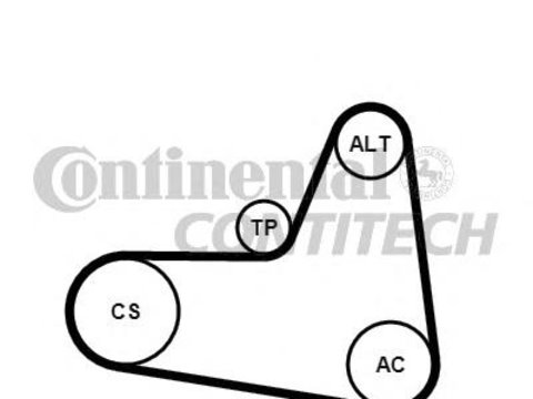 Set curea transmisie cu caneluri VW TOURAN (1T1, 1T2), AUDI A3 (8P1), VW RABBIT V (1K1) - CONTITECH 6PK1045K2