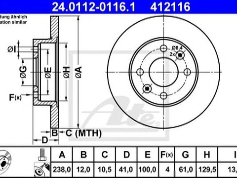 Set discuri fata pline Ate R238 pt dacia si renault