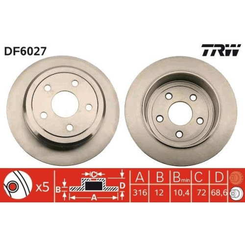 Set discuri frana Chrysler 300c (Lx, 300c Touring (Lx, C5 X (Nd , Dodge Charger, 5.7 AWD, 3.0 CRD, 3.6, 2.7, 3.5, 3.5 AWD, punte spate, 320x10, plin, TRW