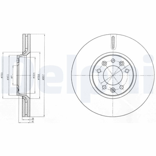 Set discuri frana fata DELPHI, Citroen C5, 2008-, Jumpy, 01.2007-, Fiat Scudo, 2007-, Peugeot 407, 2004-2011, 407 Cupe, 407 Sw, 508, 2010-2018, Expert, 01.2007-, Expert Tepee, 2007-, Fata, puntea fata