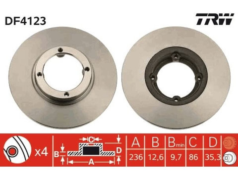 Set discuri frana fata TRW, Daewoo Matiz (M100, M150), 09.1998-, Matiz (M200, M250), 01.2005-12.2018, Chevrolet Matiz (M200, M250), 03.2005-, Spark, 05.2005-,, Fata, puntea fata