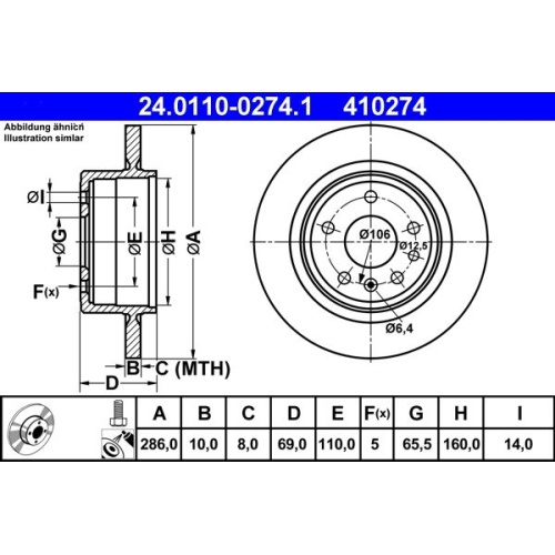 Set discuri frana spate ATE, Saab 9-5 (Ys3e), 09.1