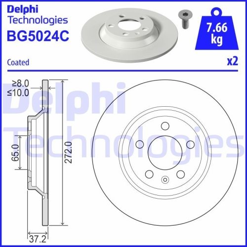 Set discuri frana spate DELPHI, Audi A1 Sportback 