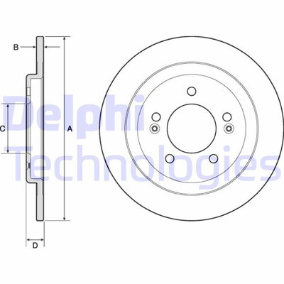 Set discuri frana spate DELPHI, Hyundai I30 (Gd), 