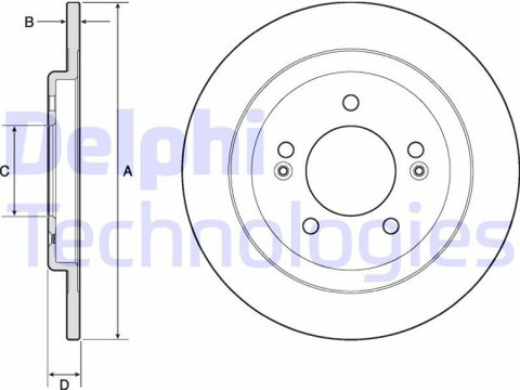 Set discuri frana spate DELPHI, Hyundai I30 (Gd), 06.11-, Kia Cee D Sportswagon (Jd), 09.2012-, Ceed (Jd), 05.2012-, Ceed Combi Van (Jd), 07.12-, Pro CeeD (Jd), 03.2013-, spate, puntea spate, Echipament vehicul : vehicul cu frana parcare electronica