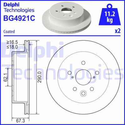 Set discuri frana spate DELPHI, Lexus IS III ( E3 