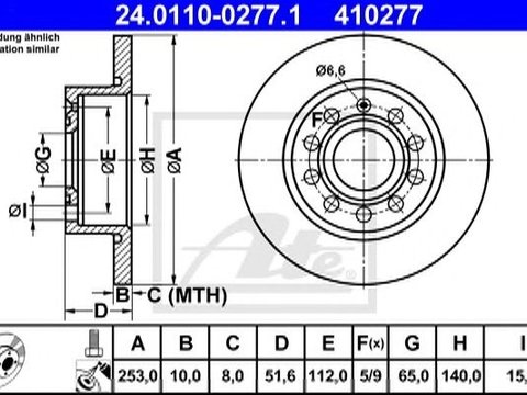 Set discuri frana spate pline Ate pt audi,seat,skoda,vw r253