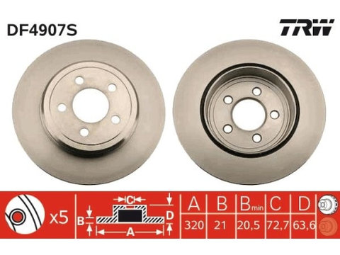 Set discuri frana spate TRW, Chrysler 300 C (Lx, Le), 09.2004-, 300 C Touring (Lx, Le), 09.2004-12.2010, 300c, 09.10-, spate, puntea spate, Sistem de franare : BR5, BR6