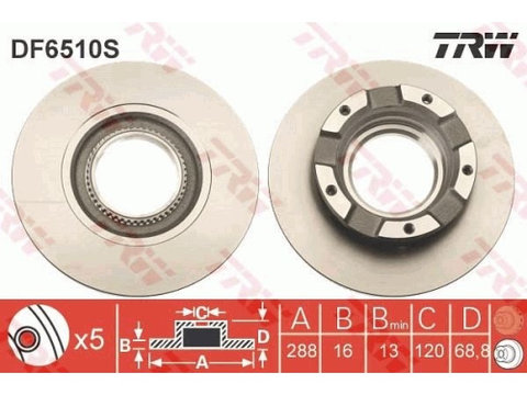 Set discuri frana spate TRW, Ford Tourneo Custom V362 Bus (F3), 04.12-, Transit Custom V362 Bus (F3), 04.12-, Transit V363 Bus (Fad, Fbd), 08.2013-, spate, puntea spate