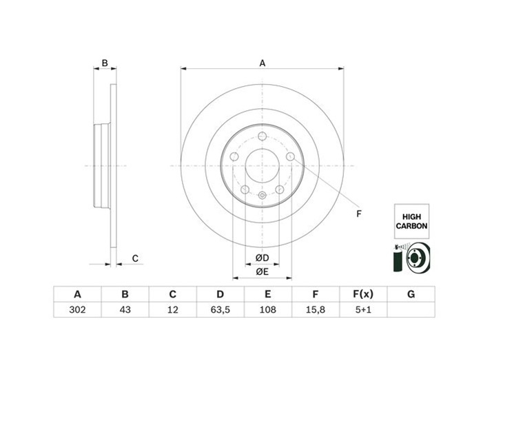 Set discuri frana Volvo S60 3 (224), 02.2019-, S90 2 (234), 01.2016-, V60 2 (225, 227), 02.2018-, V90 2 Estate (235, 236), 03.2016-, Xc60 2 (246), 03.2017-, BOSCH 0986479F31