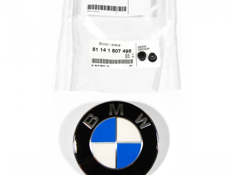 Set Emblema Oe Bmw Seria 3 E91 2004-2012 82MM 51148132375 + 2 Buc Bucsa Prindere Emblema Oe Bmw 51141807495