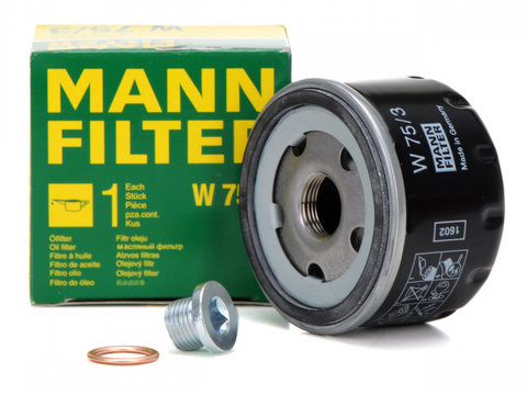 Set Filtru Ulei Mann Filter W75/3 + Buson Golire Baie Ulei Fa1 518.471.001 + Garnitura Buson Golire Baie Ulei Fa1 Dacia Dokker 2012→ 968.330.100