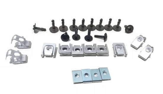 Set fixare scut motor Audi A4/S4 (B8/B9), A5/S5 (B8), A6 (4g/C7), A7 (4g), Q5 (8r/Fy), BMW X5 (E70), X6 (E71), set 28 buc, fixare scut sub motor, motor + transmisie, 51718212148, 8K0805163, 8K0805163A, 8K0805922A, N90775001, WHT008613
