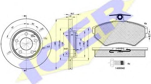 Set frana, frana disc AUDI A4 limuzina (