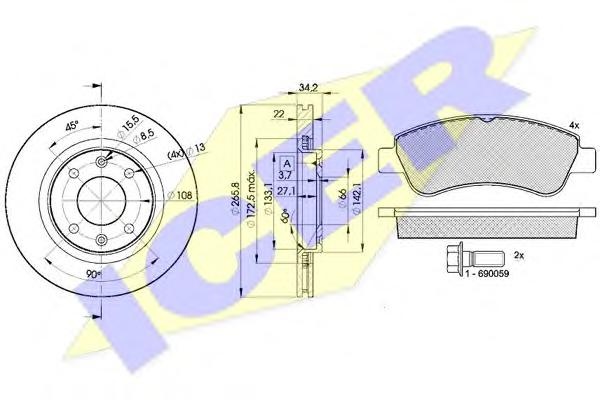 Set frana, frana disc Citroen BERLINGO I caroserie (M_), Citroen BERLINGO (MF), PEUGEOT RANCH caroserie (5) - ICER 31388-4750