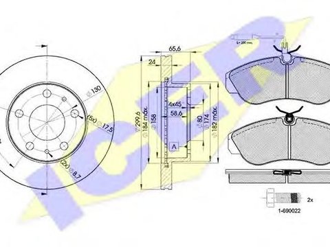 Set frana, frana disc Citroen RELAY bus (230P), FIAT DUCATO caroserie (230L), PEUGEOT BOXER bus (230P) - ICER 31054-4682